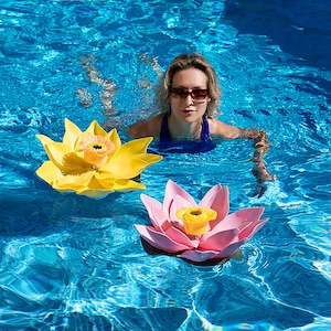 Nénuphar flottant fait main avec LED solaire, décoration de lanternes de piscine