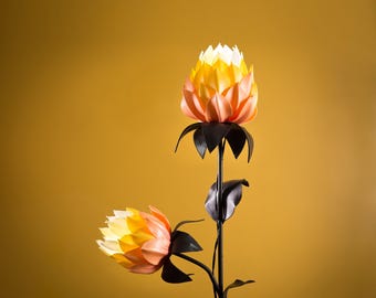 Protea Flower Floor Lamp with Reading Light, Colorful Floral Decor