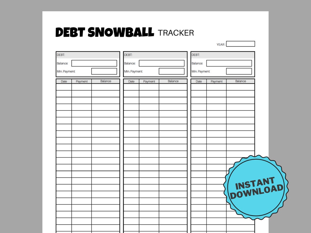 Debt Snowball Tracker, Debt Snowball Printable - Etsy