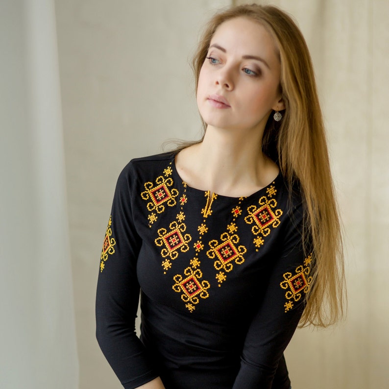 Black embroidered tshirt  etsy Black embroidered tshirt  etsy