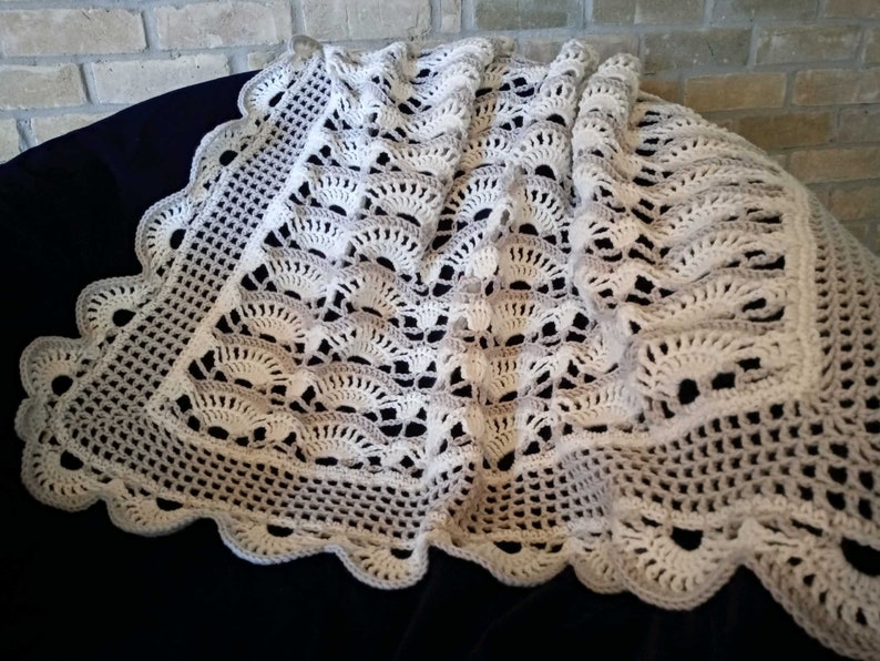 Elegant Lacy Fans Crochet Baby Blanket Afghan Pattern Etsy
