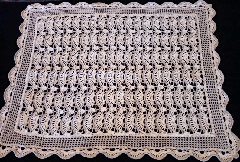Elegant Lacy Fans Crochet Baby Blanket Afghan Pattern Etsy