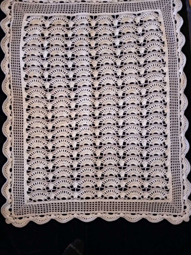 Elegant Lacy Fans Crochet Baby Blanket Afghan Pattern Etsy
