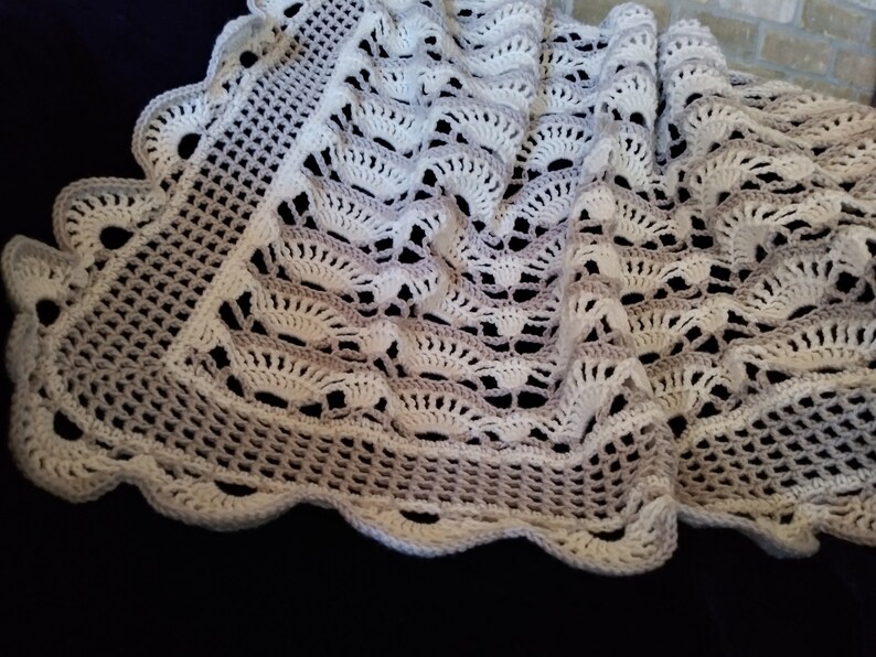 Elegant Lacy Fans Crochet Baby Blanket Afghan Pattern Etsy