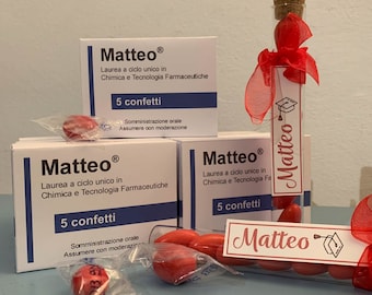 Bomboniera per laurea tipo farmaco - Scatolina personalizzata per laurea