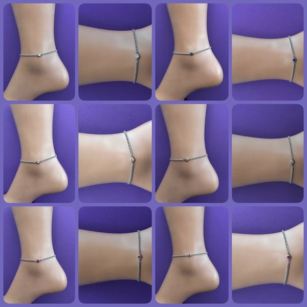 24/7 Locking Cubic Zirconia (6 colours) Sub Bracelet or Anklet | Discreet BDSM Jewellery | Day Time | Gift for Sub | Hex Lock Clasp