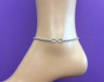 24/7 LOCKING Geometric Infinity (M) Submissive Ownership Bracelet or Anklet 100% Stainless Steel (4 chain options) & Brass Hex Lock