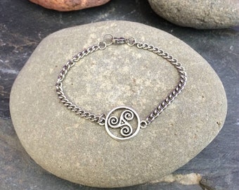 Stainless Steel with Alloy Triskelion Submissive Ownership Anklet or Bracelet (4 chain options)