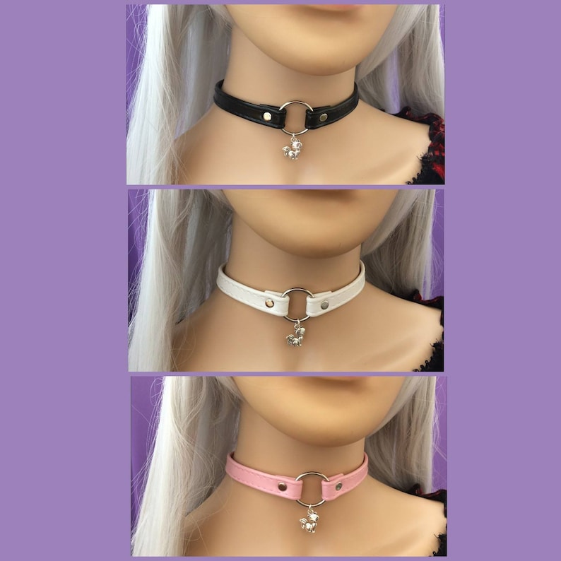 Pet Play Collar 12mm Faux Leather Collar Submissive Collar Kitten Collar Kitten Choker BDSM Collar O Ring Choker O Ring Collar