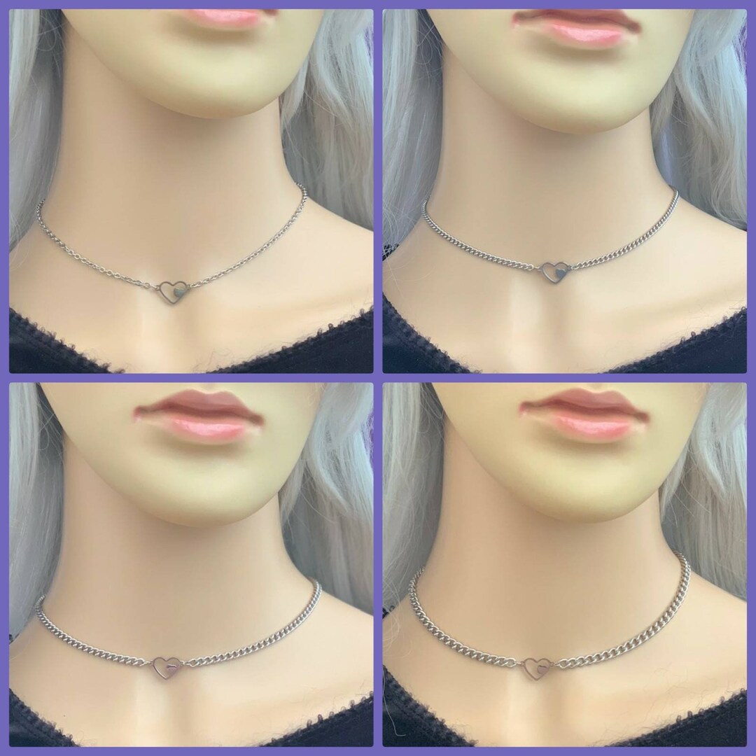 24/7 Double Heart Submissive Collar Submissive Necklace Discreet BDSM