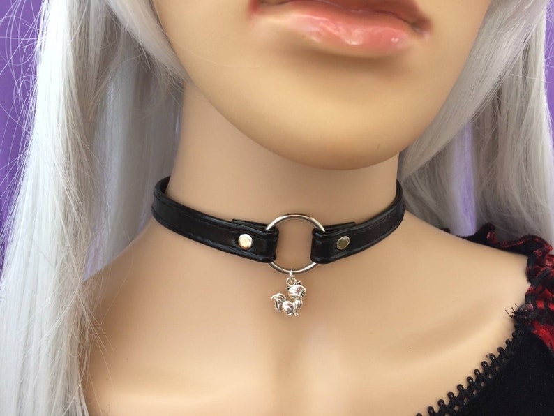 Pet Play Collar 12mm Faux Leather Collar Submissive Collar Kitten Collar Kitten Choker BDSM Collar O Ring Choker O Ring Collar