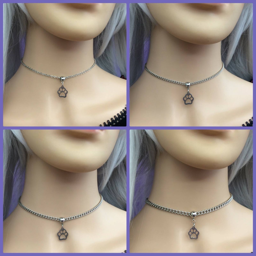 24/7 Locking Paw Print Submissive Collar Submissive Necklace Discreet