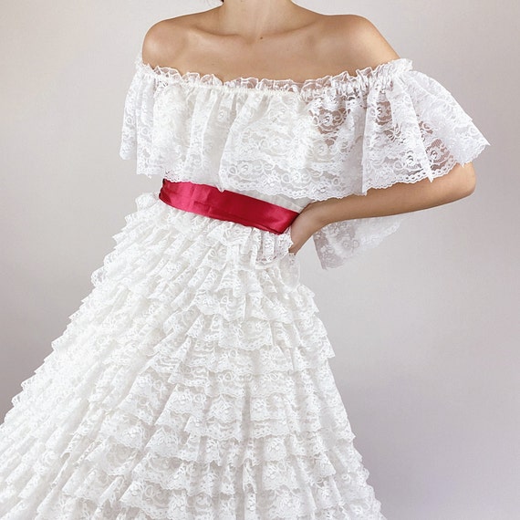 Vintage Scarlett O'Hara Victorian White Tiered Ru… - image 10