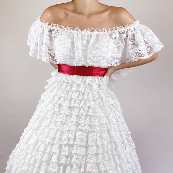 Vintage Scarlett O'Hara Victorian White Tiered Ru… - image 2