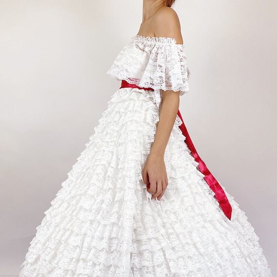 Vintage Scarlett O'Hara Victorian White Tiered Ru… - image 4