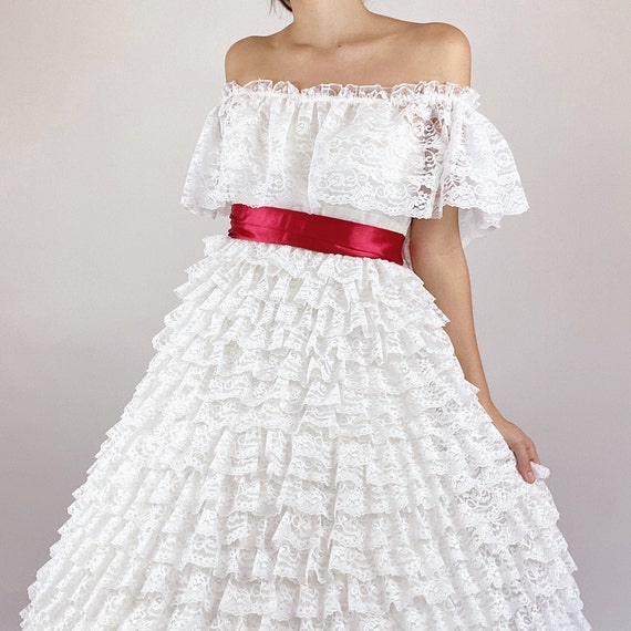 Vintage Scarlett O'Hara Victorian White Tiered Ru… - image 9