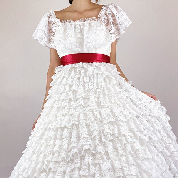 Vintage Scarlett O'Hara Victorian White Tiered Ru… - image 3