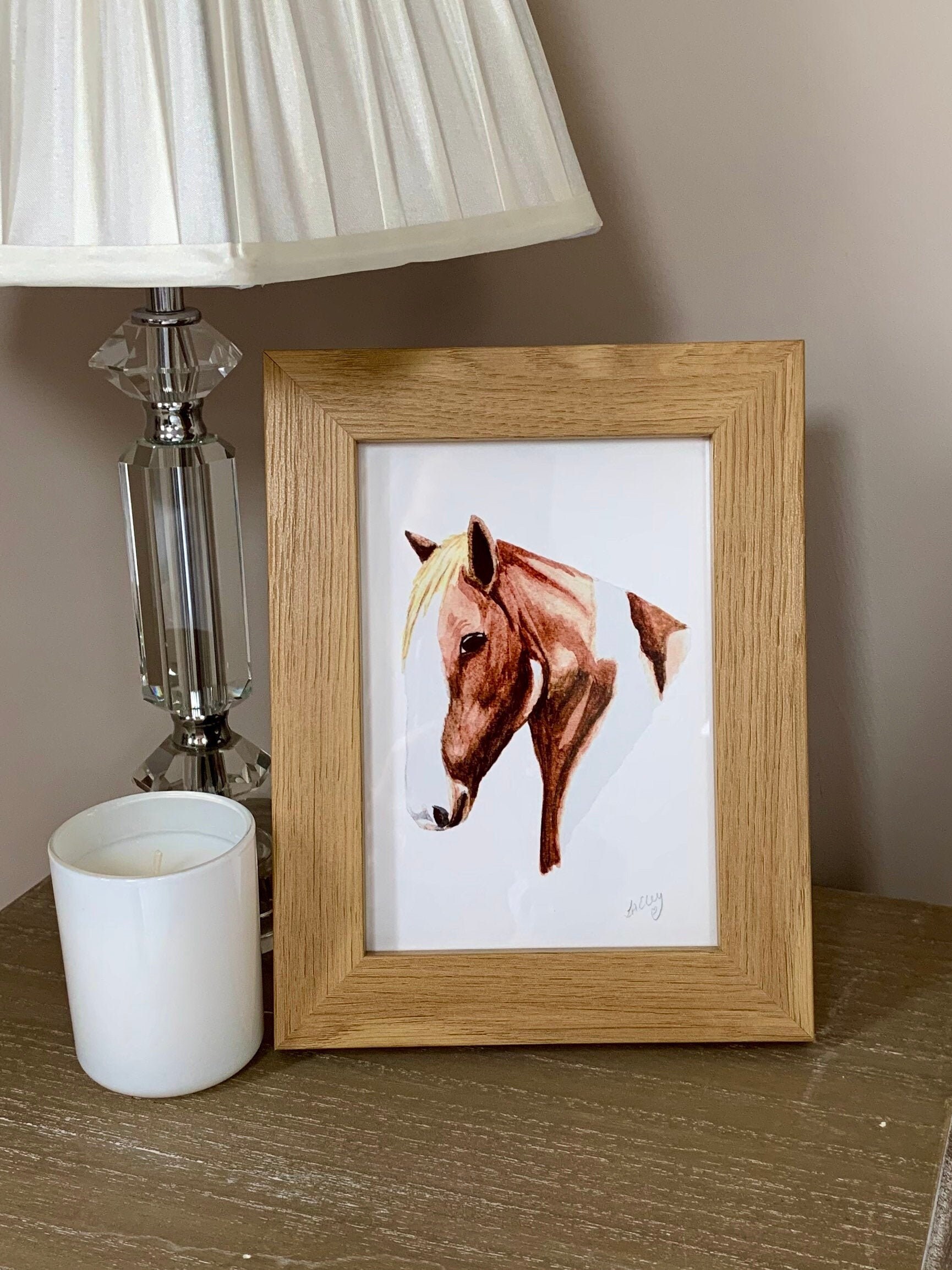 Framed Original Watercolour Horse Print in Wood Frame Mount Etsy