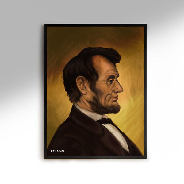 Abraham Lincoln Painting, American President Art Print, American Civil War, Antique Vintage Decorative Patriotic Wall Decor