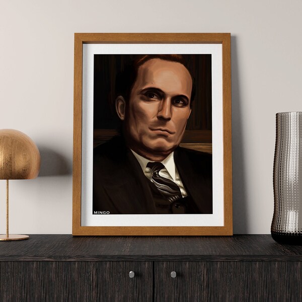 Impression Le parrain, portrait de Tom Hagen, oeuvre de Robert Duvall, tableau ancien, tableau de style classique, affiche de film de gangsters.