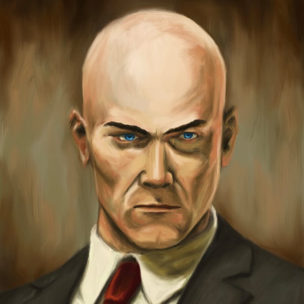 Hitman Agent 47 Oil Painting Art Print | Hitman III | Gaming Art | Videogame Poster | Gift for Gamers | By MingoArt