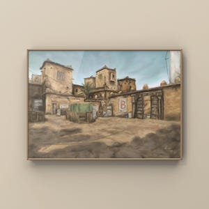 Pintura a óleo de paisagem CSGO Dust 2 | Produtos CSGO | Cartão postal | Pôster de jogo CS2 | Impressão de arte | Arte CounterStrike | Por MingoArt