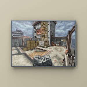 Pintura a óleo de paisagem de CSGO Vertigo | Produtos de CSGO | Cartão postal | Pôster de jogo de CS2 | Impressão artística | Arte de CounterStrike | Por MingoArt