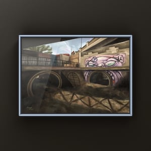 Pintura a óleo de paisagem do viaduto CSGO | Produtos CSGO | Cartão postal | Pôster de jogo CS2 | Impressão artística | Arte CounterStrike | Por MingoArt