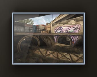 CSGO Overpass Landscape Oil Painting | CSGO Merch | Postcard | CS2 Gaming poster | Art Print | CounterStrike Art | By MingoArt