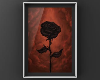 Rosa appassita, 2022 / Stampa artistica scura / Poster artistico con rose / Decorazione da parete scura / Decorazione da parete floreale con rose / Stampa a olio / Di MingoArt