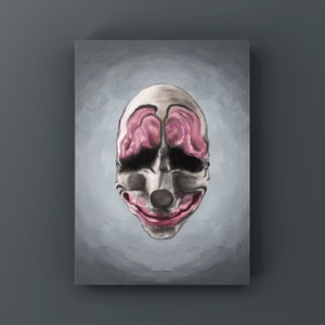 PAYDAY Hoxton Mask Art Poster | Gaming Portrait Oil Painting | Art Poster Print | PayDay 2 | Chains | Dallas | Wolf |  Gift for Gamer