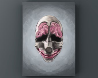 PAYDAY Hoxton Mask Art Poster | Gaming Portrait Oil Painting | Art Poster Print | PayDay 2 | Chains | Dallas | Wolf |  Gift for Gamer