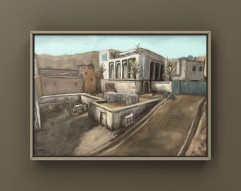 CSGO Dust 2 Landscape Oil Painting | CSGO Merch | Postcard | CS2 Gaming poster | Art Print | CounterStrike Art | By MingoArt