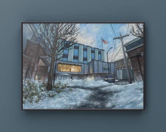 Pintura a óleo de paisagem de escritório CS2 CSGO | cs_office | 11x14 24x36 | Produtos CSGO | Pôster de jogo | Arte CounterStrike | Por MingoArt