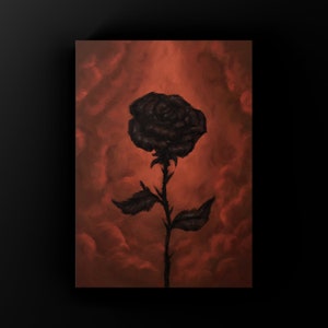 Verwelkende Rose, 2022 Dunkel Kunstdruck Poster mit Rosen Dunkle Wanddekoration Rose Blumenwand Dekor Ölgemälde Druck Von MingoArt Bild 2