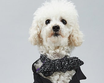 Chelsea Dog Bow Tie by Hercabella // Grey, Purple Tweed Tartan Wool Luxury Dog Bow Tie // Designer Dog Clothing