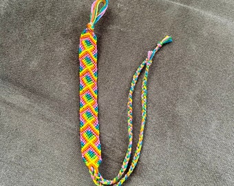 Handmade Rainbow Ombre Chevron Adjustable Friendship Bracelet