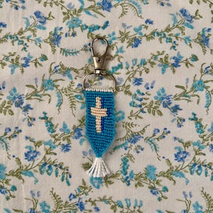 Handmade Macrame Cross Keychain: Christian Religious Gift