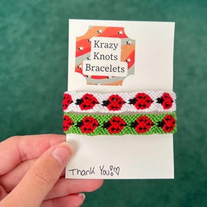 Handmade Ladybug Bracelet: Adjustable Cotton String, Custom Color