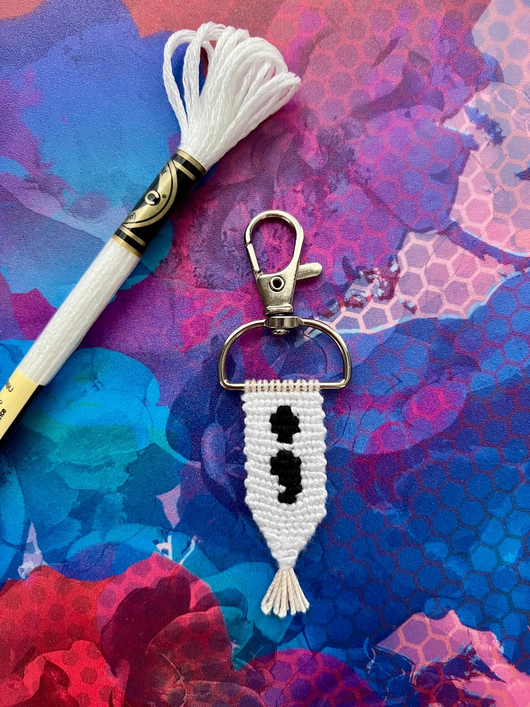 Handmade Macrame Semicolon Keychain | Mental Health Gift - Etsy