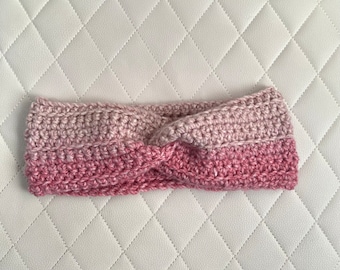 Crochet Twist Headband ( Crochet Headband, Boho Knit Hairband Ear warmers pink blue crisscross adult women teen handmade mothers day gifts )