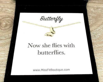 Ora vola con le farfalle, regalo in ricordo, collana con farfalla, regalo per la perdita di un amico, regalo per la perdita della mamma, regalo in memoria di, significativo