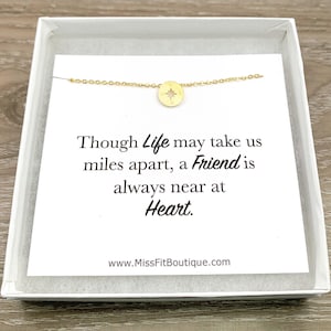 Petit collier boussole, cadeau de l'amitié, bijoux boussole, bijoux meilleurs amis, cadeau amis de longue distance, cadeau pour ami, cadeau de vacances