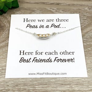 Collier trois petits pois, bijoux meilleurs amis, bijoux en perles uniques, collier cosse de petits pois, cadeau de l'amitié, cadeau bijoux 3 amis, BFF