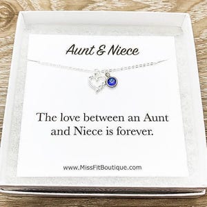 Collier tante et nièce, pendentif coeur en argent, collier infinity, bijoux personnalisés, carte de vœux personnalisée, cadeau de tante, cadeau d'anniversaire