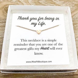 Petit collier coeur, carte de remerciement, cadeau de rappel simple, cadeau pour personne spéciale, cadeau pour meilleure amie, cadeau pour soeur, cadeau de votre pensée