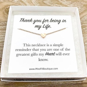 Petit collier coeur, carte de remerciement, cadeau de rappel simple, cadeau pour personne spéciale, cadeau pour meilleure amie, cadeau pour soeur, cadeau de votre pensée