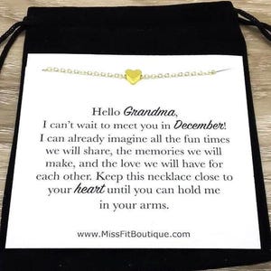 Cadeau pour grand-mère et bébé, collier coeur, faire-part de grossesse, bijoux de bébé, première grand-mère, cadeau de nouveau-né