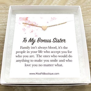 Cadeau pour soeur, carte sentimentale, cadeau pour soeur non biologique, collier coeur, cadeau pour belle-soeur, cadeau de rappel simple, cadeau de la mariée