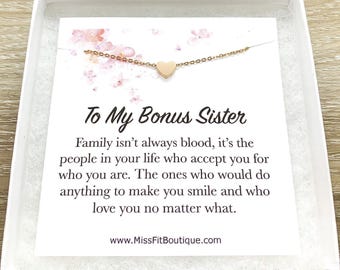 Bonus Sister Gift, Sentimental Card, Unbiological Sister Gift, Heart Necklace, Gift for Sister in Law, Simple Reminder Gift, Gift from Bride